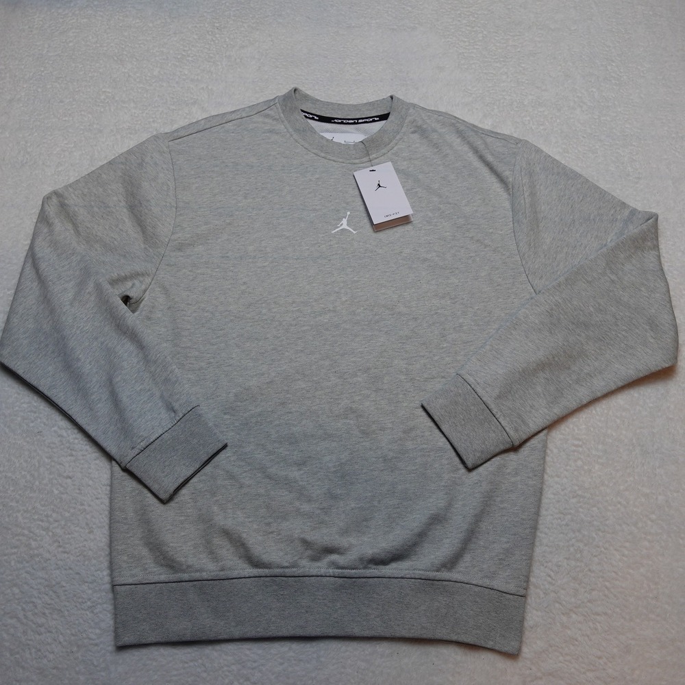 Jordan Sport Dri-FIT Mens Sweatshirt S Gray FV8624-050 Jumpman Logo